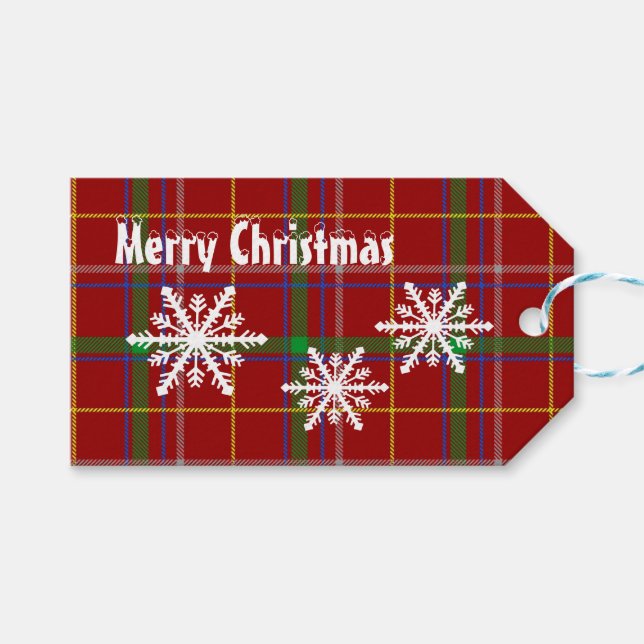 Étiquettes-cadeau écossais rouge écossais plaid vacances de Noël (Devant (Horizontal))