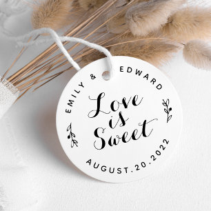Étiquettes Cadeau Écriture rustique Love is Sweet Mariage Friandises