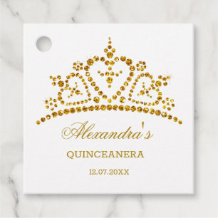 Étiquettes Cadeau Effet parties scintillant or moderne tiara Quincea