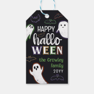 Étiquettes-cadeau Éffrayant chauves-souris et fantômes Halloween heu