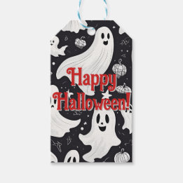 Étiquettes-cadeau Éffrayant Ghost Halloween noir blanc