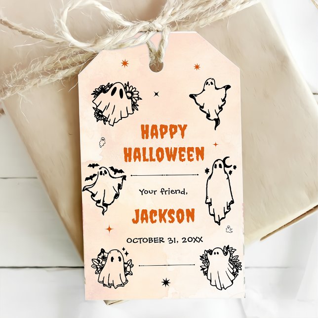Étiquettes-cadeau Éffrayant Halloween mignon fantôme (Créateur téléchargé)