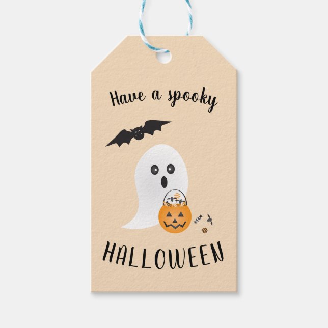 Étiquettes-cadeau Éffrayant Halloween mignon Fantôme Trick Ou Traite (Devant)