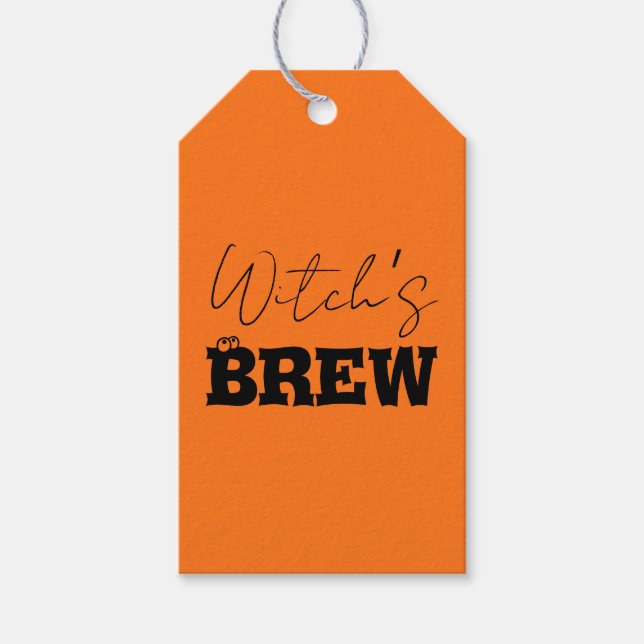 Étiquettes-cadeau Éffrayant Hauné Maison & Sorcière Silhouette | (Devant)