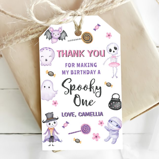 Étiquettes-cadeau Éffrayant One Girls Halloween 1er anniversaire (Créateur téléchargé)
