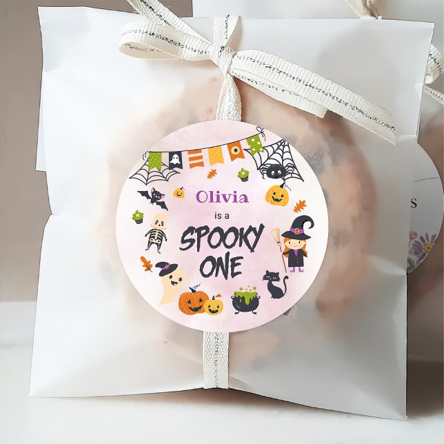 Étiquettes Cadeau Éffrayant One mignon Halloween Ghost 1er Anniversa (Créateur téléchargé)