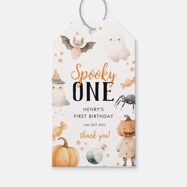 Étiquettes-cadeau Éffrayant Un Halloween Anniversaire Merci (Devant)