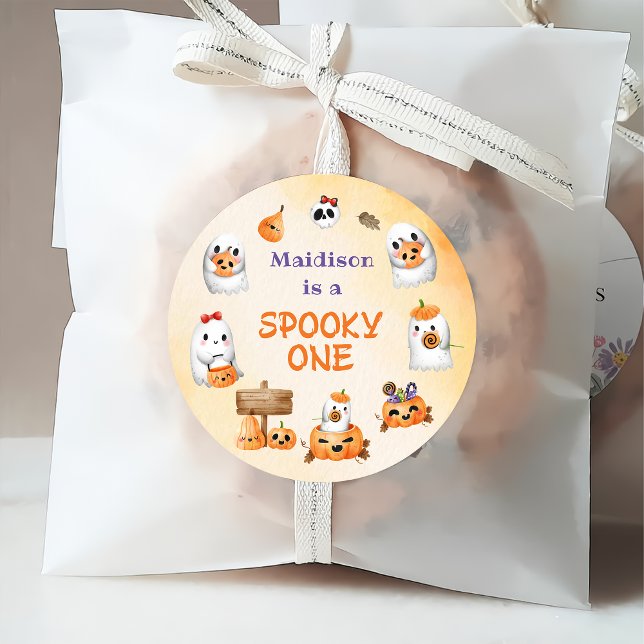 Étiquettes Cadeau Éffrayant un mignon Halloween Fantôme 1er annivers (Créateur téléchargé)