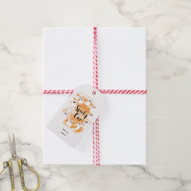 Étiquettes-cadeau Éffrayant un premier anniversaire d'Halloween (Avec de la ficelle)