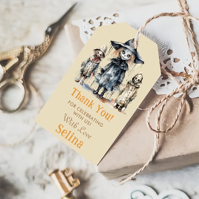 Étiquettes-cadeau Éffrayante Halloween mignonne Fête d'anniversaire  (Créateur téléchargé)
