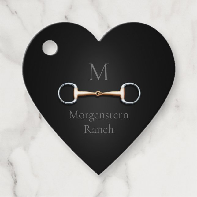 Étiquettes Cadeau Éggbutt Snaffle Un peu Monogramme Coeur équestre (Devant)