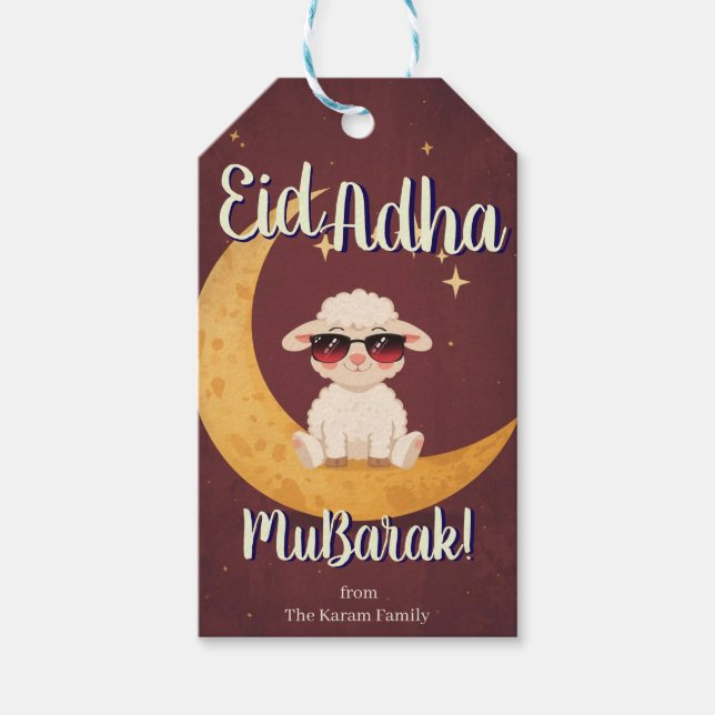 Étiquettes-cadeau Eid  Al Adha Funny cute Sheep Dinner  (Devant)