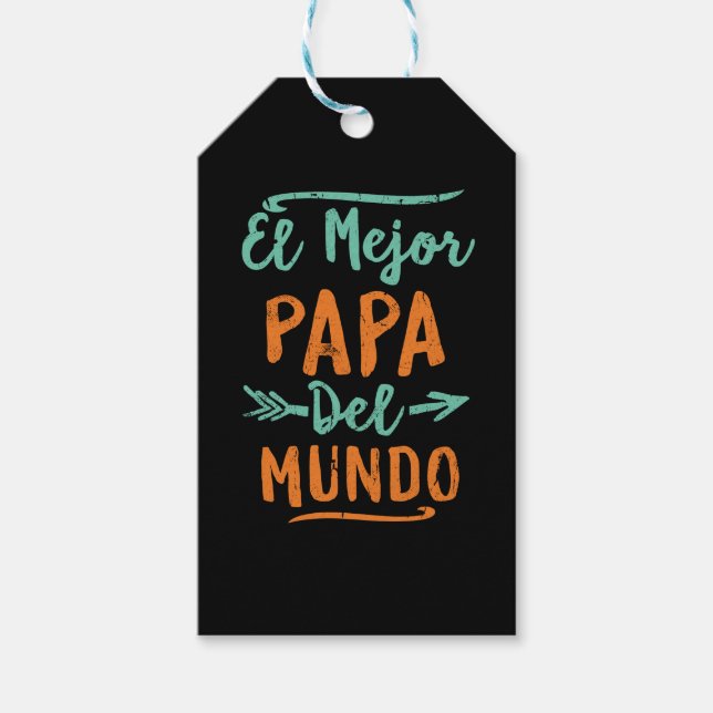 Étiquettes-cadeau El Mejor Papa Del Mundo Papa Fête des pères (Devant)