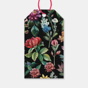 Étiquettes-cadeau Élégance botanique vintage Noire