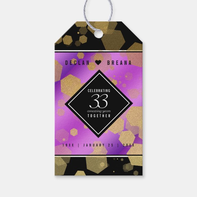 Étiquettes-cadeau Élégant 33e anniversaire du Mariage Améthyste (Devant)