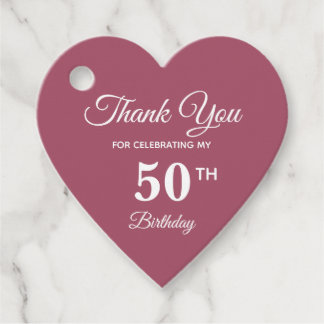 Étiquettes Cadeau Élégant 50e Anniversaire Remerciements Rose Gold