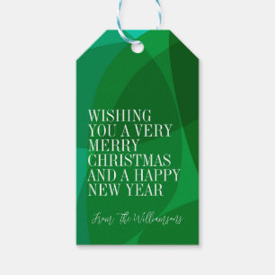 Étiquettes-cadeau Élégant Abstrait Green Festive Noël personnalisé