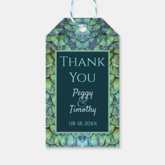 Étiquettes-cadeau Elégant Aqua Peacock Feathers Mariage Favor Cadeau
