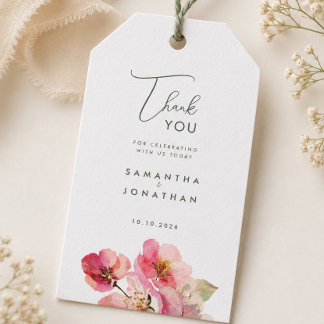Étiquettes-cadeau Élégant aquarelle rose corail mariage floral