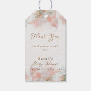Étiquettes-cadeau Élégant Baby shower d'aquarelle rose vert