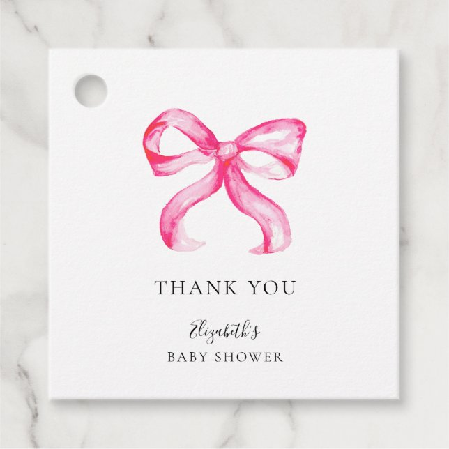 Étiquettes Cadeau Élégant Baby shower de coquette de cabot rose mini (Devant)