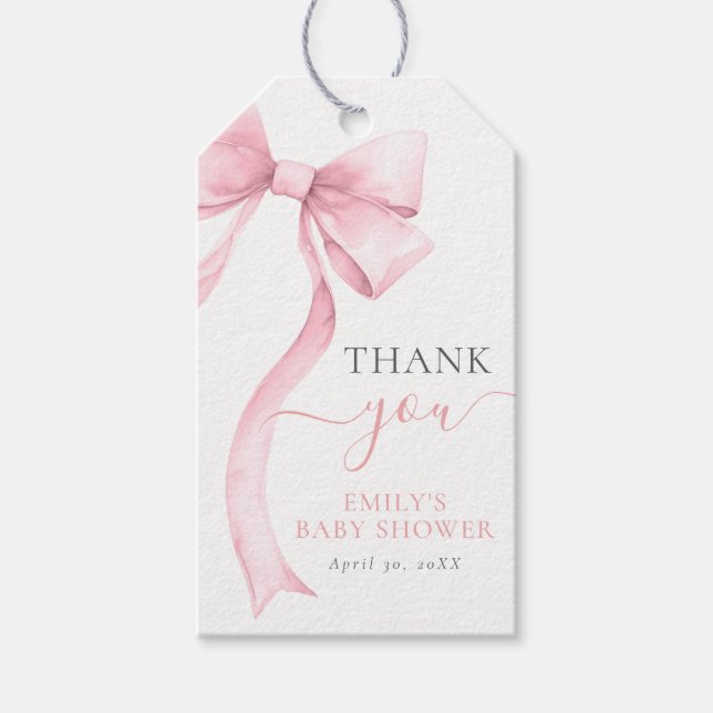 Étiquettes-cadeau Élégant Baby shower de fille de la coquette rose (Devant)