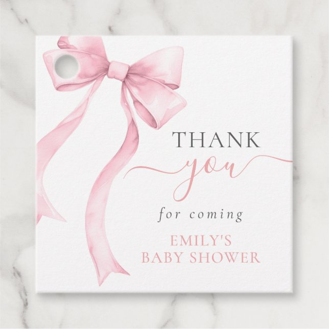 Étiquettes Cadeau Élégant Baby shower de fille de la coquette rose (Devant)