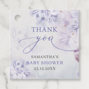 Étiquettes Cadeau Élégant baby shower de fleurs pastel violet
