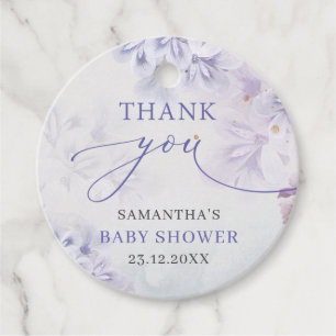 Étiquettes Cadeau Élégant baby shower de fleurs pastel violet