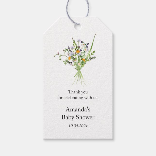 Étiquettes-cadeau Élégant Baby shower fleur sauvage Favoriser étique (Devant)