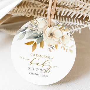 Étiquettes Cadeau Élégant Bébé Floral Neutre Dans Le Baby shower Fle