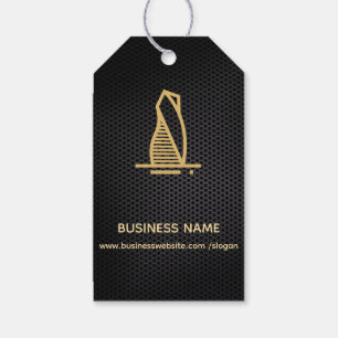 Étiquettes-cadeau Élégant Black Metallic Immobilier Tags cadeaux