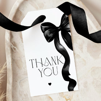 Étiquettes-cadeau Elegant Black Ribbon Graduation Thank You Tag
