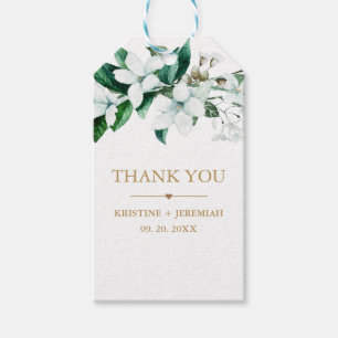 Étiquettes-cadeau Elégant blanc Aquarelle Floral Mariage