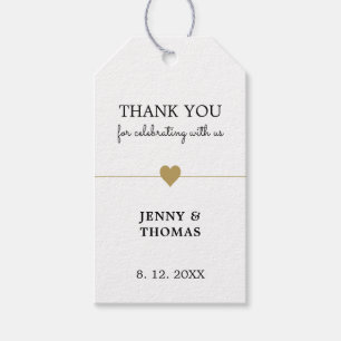 Étiquettes-cadeau Elégant Blanc pur Faux Gold Heart Thankyou Class