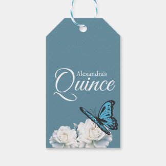 Étiquettes-cadeau Elégant bleu clair Quinceañera - Papillon personna