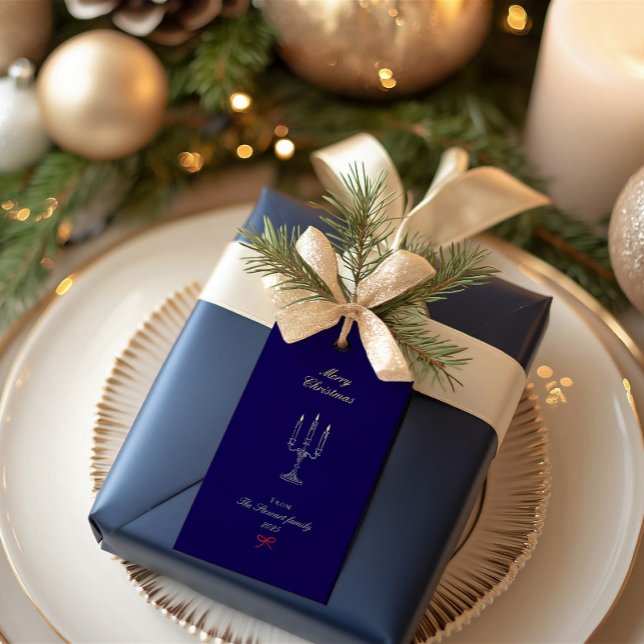 Étiquettes-cadeau Elégant Bleu élégant Chic Joyeux Noël (Elegant Blue Stylish Chic Merry Christmas Gift Tags)