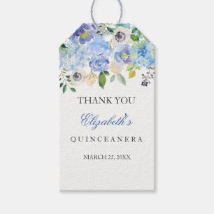 Étiquettes-cadeau Elégant bleu Floral Quinceanera Favoriser Tags