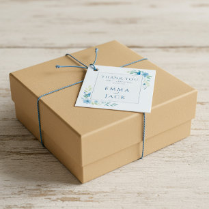 Étiquettes Cadeau Elégant bleu vert noms mariage