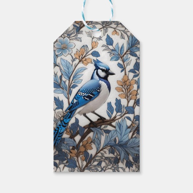 Étiquettes-cadeau Elégant Blue Jay William Morris inspiré (Devant)