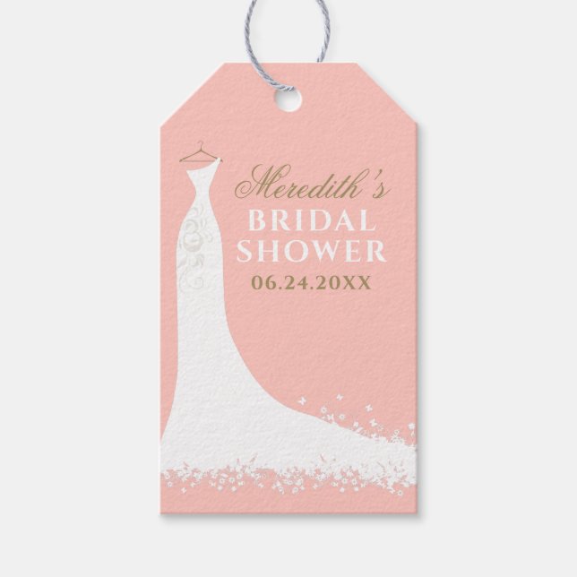Étiquettes-cadeau Elégant Blush et Gold Mariage Fête des mariées de  (Devant)