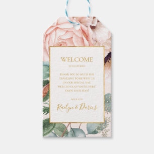 Étiquettes-cadeau Elégant Blush Floral Garden Pastel Mariage Bienven
