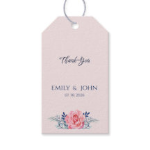 Elegant Blush Pink Dusty Blue Floral wedding Favor