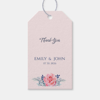 Étiquettes-cadeau Elegant Blush Pink Dusty Blue Floral wedding Favor