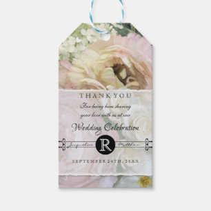Étiquettes-cadeau Elégant Blush Rose Peony Bouquet Garden Floral Art