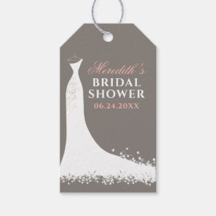 Étiquettes-cadeau Elegant Blush Warm Gray Wedding Gown Bridal Shower