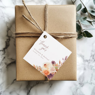 Étiquettes Cadeau Élégant Boho Fall Floral Wedding Favor Balise