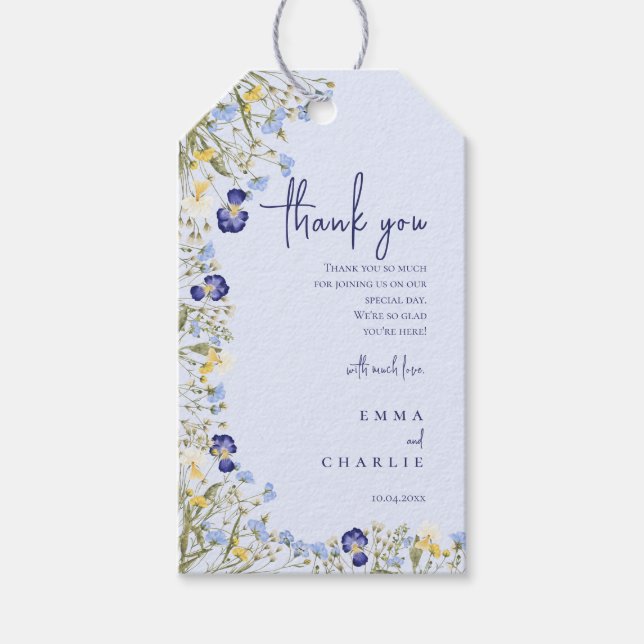 Étiquettes-cadeau Élégant Boho fleur sauvage Mariage de script botan (Devant)
