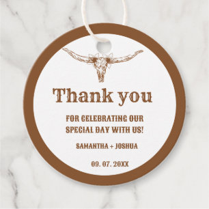 Étiquettes Cadeau Elégant Boho Western Cowboy Mariage Merci