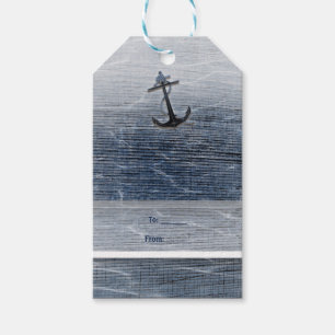 Étiquettes-cadeau Élégant Bois Bleu Naissance de la Mer Engagement